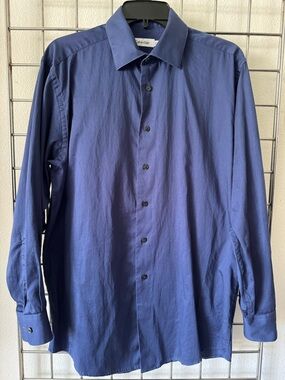 Calvin Klein Men's Navy Blue Button Down Dress Shirt